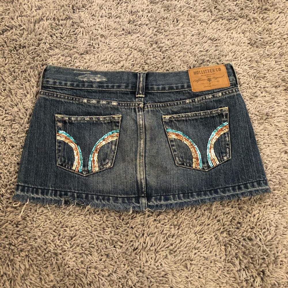 Distressed Hollister Mini Jean Skirt with sparkles